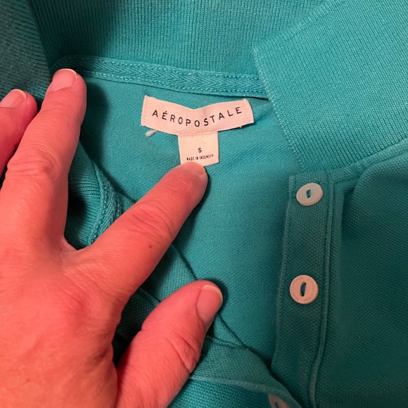 Aeropostale polo, size SMALL. Coral and turquoise. - Picture 3 of 4